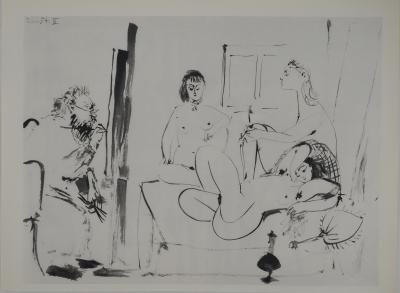 Pablo PICASSO : Comédie Humaine, L'artiste et sa composition aux trois modèles, Héliogravure 2