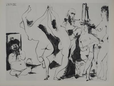 Pablo PICASSO: Human Comedy, The painter and his wife as a muse, Heliogravure 2