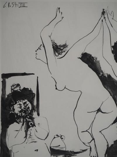 Pablo PICASSO: Human Comedy, The painter and his wife as a muse, Heliogravure 2