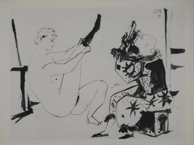 Pablo PICASSO : Comédie Humaine, L'habillage avant le spectacle, Héliogravure 2