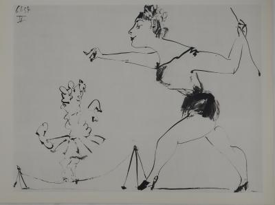 Pablo PICASSO : Comédie Humaine, Le numéro de cirque au petit chien, Héliogravure 2
