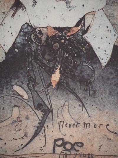 Horst JANSSEN: Porträt von Edgar Poe, signierter Heliogravüre 2
