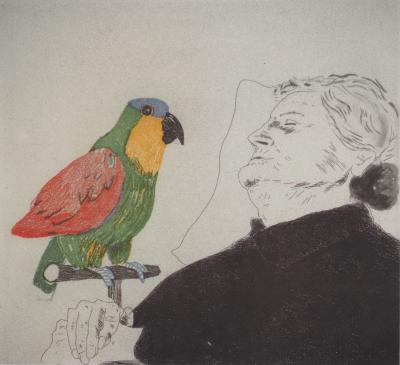 David HOCKNEY: The artist’s mother with the parrot, Heliogravure 2