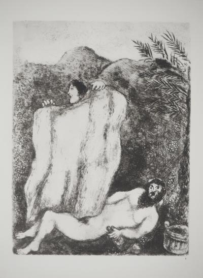 Marc CHAGALL : Le manteau étendu sur Noé, Héliogravure originale 2