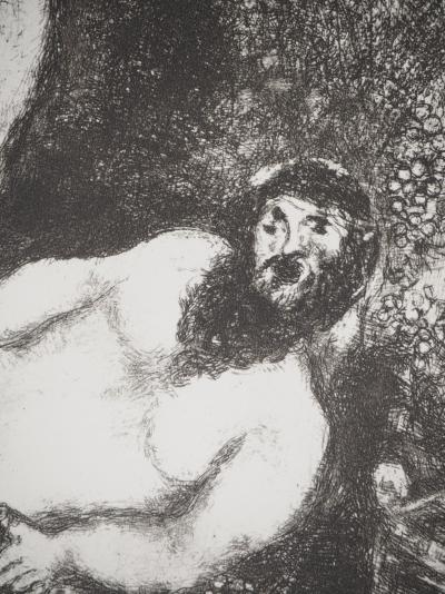 Marc CHAGALL : Le manteau étendu sur Noé, Héliogravure originale 2
