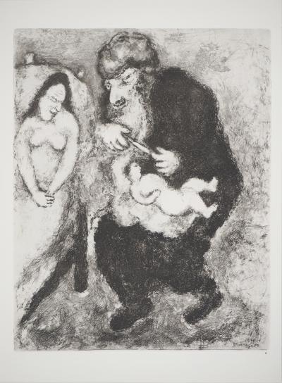 Marc CHAGALL : Le manteau étendu sur Noé, Héliogravure originale 2
