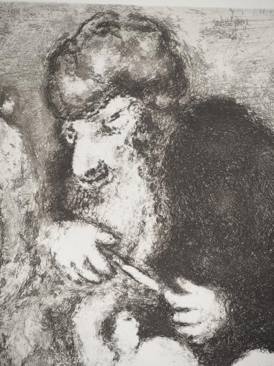 Marc CHAGALL : Le manteau étendu sur Noé, Héliogravure originale 2
