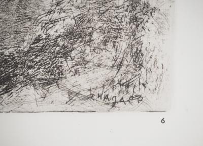 Marc CHAGALL : Le manteau étendu sur Noé, Héliogravure originale 2