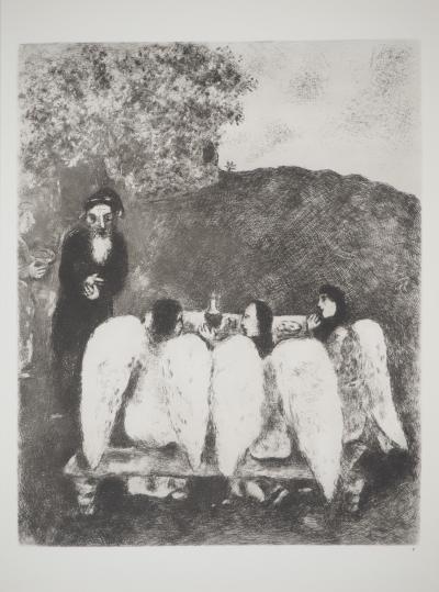 Marc CHAGALL : Abraham reconduit les trois anges, Héliogravure originale 2