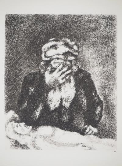 Marc CHAGALL : Abraham pleurant Sara, Héliogravure originale signée 2
