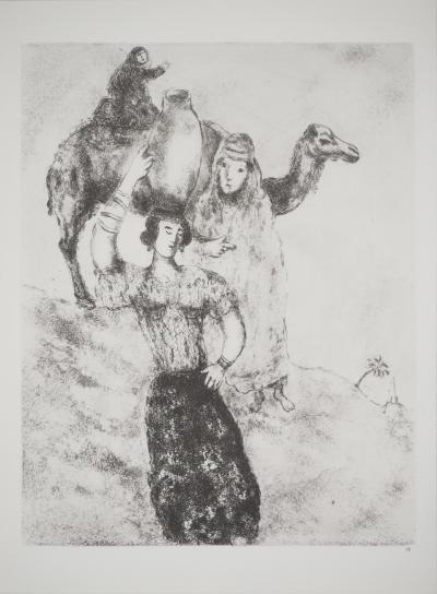 Marc CHAGALL : Rébecca donnant à boire au serviteur, Héliogravure originale 2