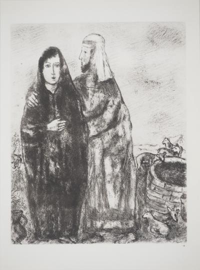 Marc CHAGALL : La lutte de Jacob avec l'ange, Héliogravure originale signée 2