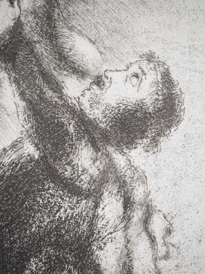 Marc CHAGALL : La lutte de Jacob avec l'ange, Héliogravure originale signée 2