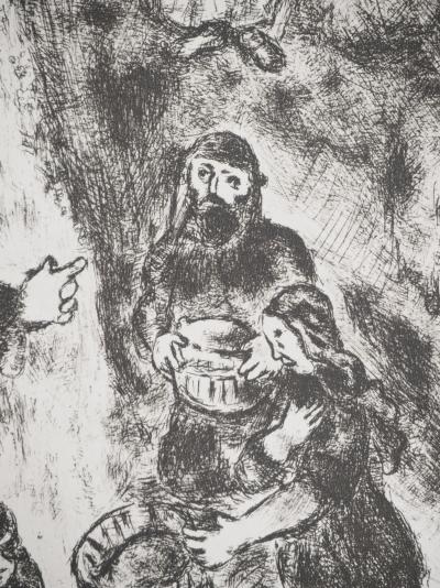 Marc CHAGALL : Moïse fait jaillir une source, Héliogravure originale signée 2