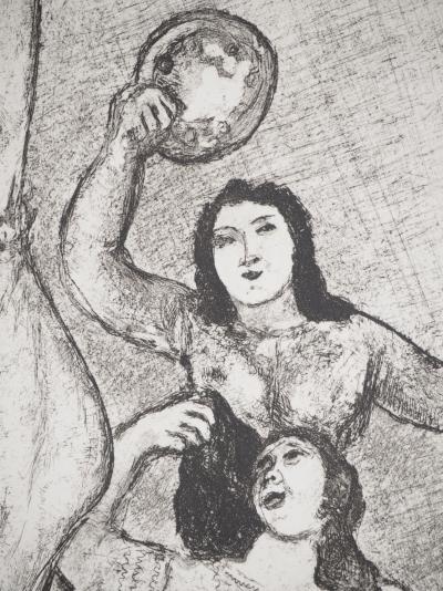 Marc CHAGALL : La sœur de Moïse célèbre la libération d'Israël, Héliogravure originale signée 2