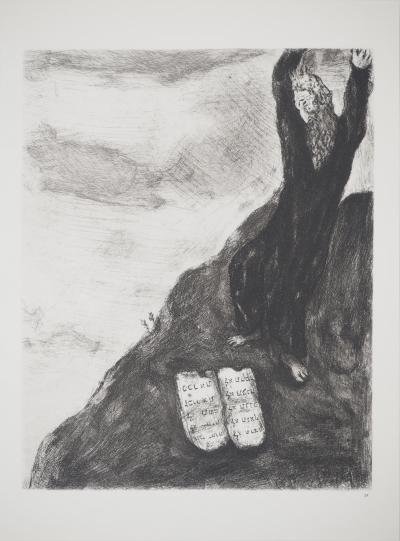 Marc CHAGALL : Moïse brise les Tables de la Loi, Héliogravure originale 2
