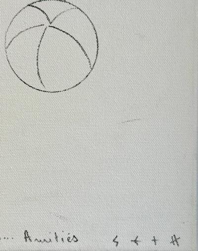 Seth - Garçon sur ballon - Dessin au feutre sur toile, Signé - 2018 2