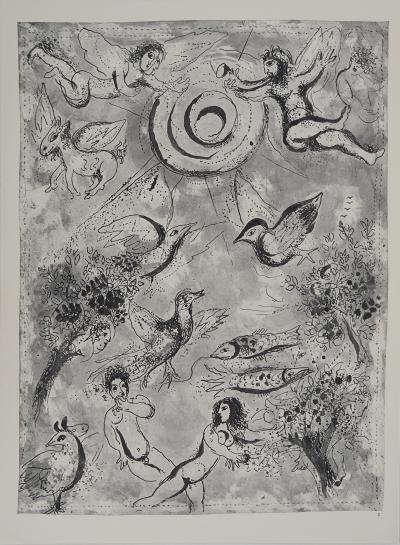 Marc CHAGALL : La Bible, Adam et Eve, Héliogravure 2