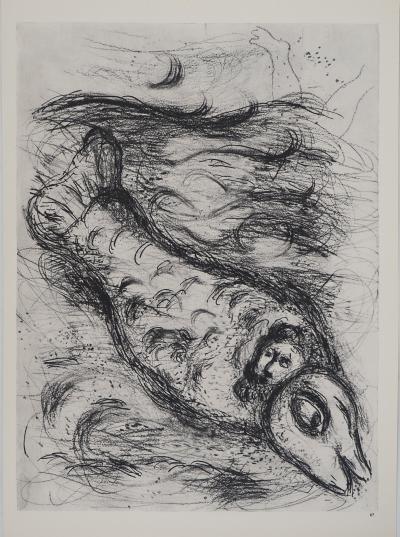 Marc CHAGALL : La Bible, La baleine dévorant Jonas, Héliogravure 2