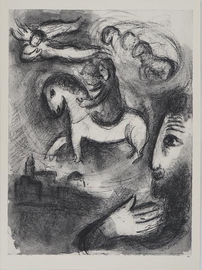 Marc CHAGALL : La Bible, Le cavalier et l'ange, Héliogravure 2