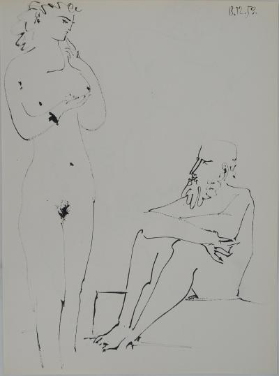 Pablo PICASSO : Comédie Humaine, Grand nu et homme assis, Héliogravure 2