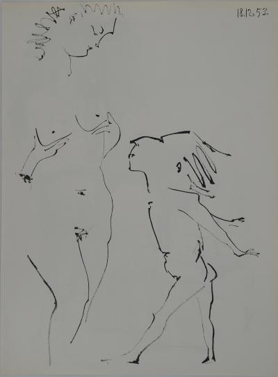 Pablo PICASSO : Comédie Humaine, Les deux dessinateurs, Héliogravure 2