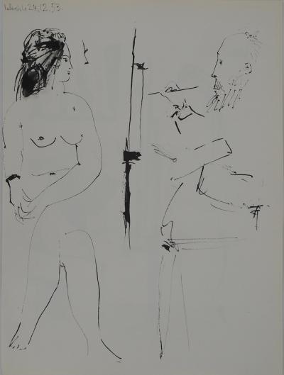 Pablo PICASSO: Human Comedy, The model with crossed legs, Heliogravure 2