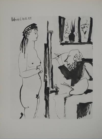 Pablo PICASSO: Human Comedy, The model with crossed legs, Heliogravure 2