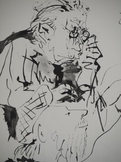 Pablo PICASSO : Comédie Humaine, Peintre à la palette et modèle regardant une toile, Héliogravure 2