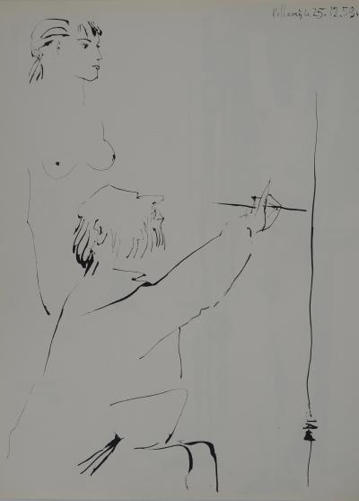 Pablo PICASSO : Comédie Humaine, La muse prenant la pose, Héliogravure 2