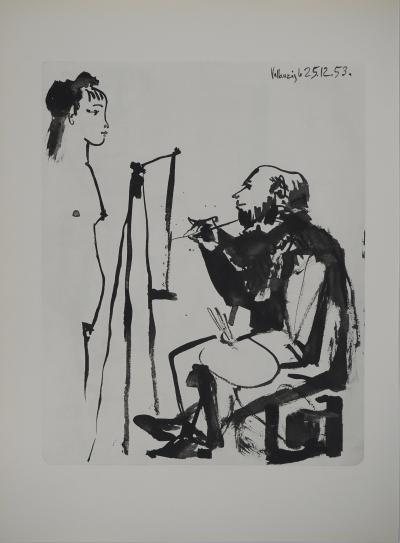 Pablo PICASSO : Comédie Humaine, L'artiste à la cape, Héliogravure 2