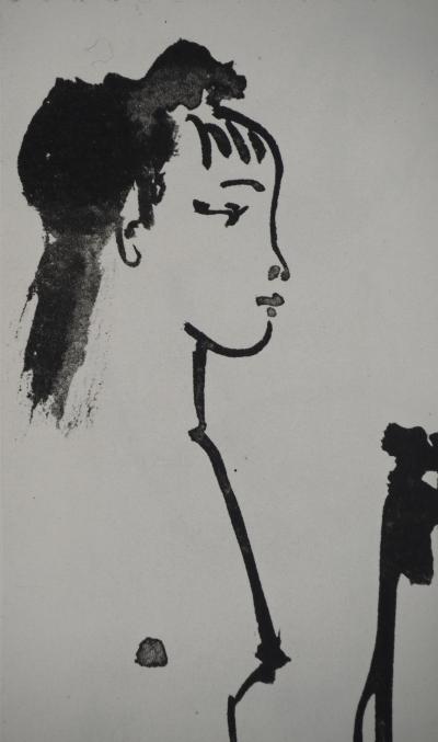 Pablo PICASSO : Comédie Humaine, L'artiste à la cape, Héliogravure 2