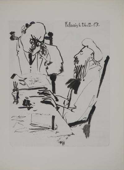 Pablo PICASSO : Comédie Humaine, L'artiste et son mécène, Héliogravure 2