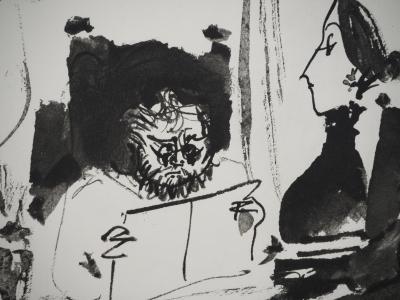 Pablo PICASSO : Comédie Humaine, Les deux amis dans l'atelier, Héliogravure 2