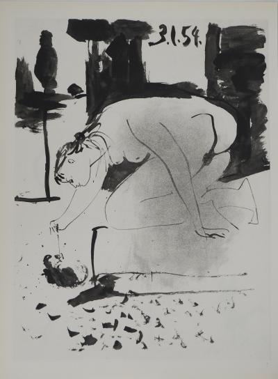 Pablo PICASSO : Comédie Humaine, Nu avec le petit chat, Héliogravure 2