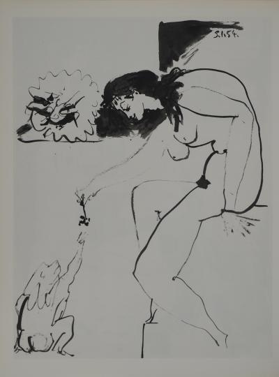 Pablo PICASSO: Human Comedy, The naked woman with the little monkey, Heliogravure 2
