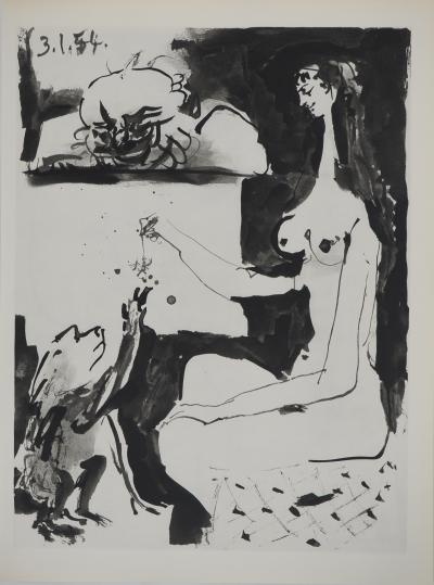 Pablo PICASSO : Comédie Humaine, Le couple admirant un singe, Héliogravure 2