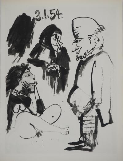 xxxxxPablo PICASSO : Comédie Humaine, Nu sur le rocher avec un singe, Héliogravure 2