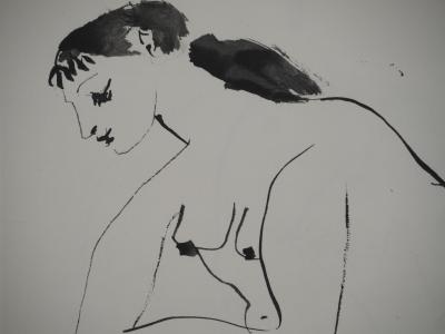 Pablo PICASSO : Comédie Humaine, La muse prenant la pose avec un chat, Héliogravure 2