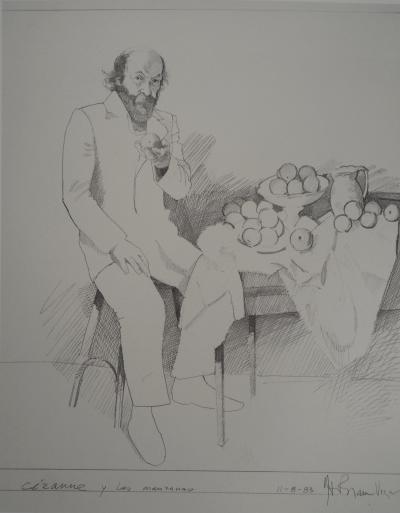 Herman BRAUN-VEGA : Hommage, Cézanne et les pommes, Héliogravure signée 2