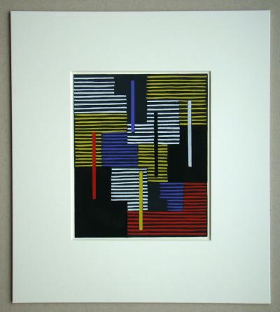 Adolf Richard FLEISCHMANN (after) - Composition abstrait, 1952 - Stencil in gouache colors 2