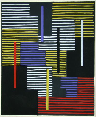 Adolf Richard FLEISCHMANN (after) - Composition abstrait, 1952 - Stencil in gouache colors 2