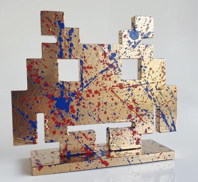 Spaco  - Game over invader gold, 2024 - Sculpture pop street art 2