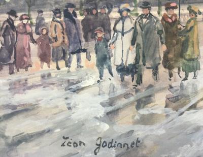 Léon GODINNET - Le Pont Alexandre III - Gouache et aquarelle signée 2