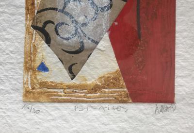 Bernard ALLIGAND - Braises,2002 - Gravure au carborundum et collage signé 2