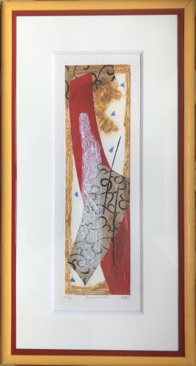 Bernard ALLIGAND - Braises,2002 - Gravure au carborundum et collage signé 2