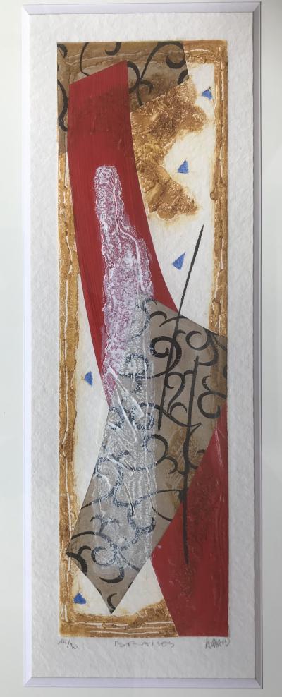 Bernard ALLIGAND - Braises,2002 - Gravure au carborundum et collage signé 2