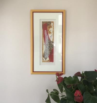 Bernard ALLIGAND - Braises,2002 - Gravure au carborundum et collage signé 2