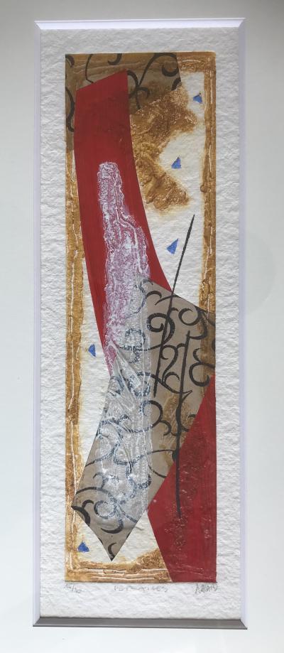 Bernard ALLIGAND - Braises,2002 - Gravure au carborundum et collage signé 2