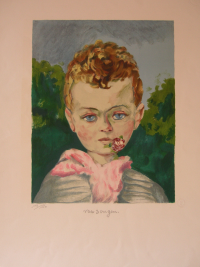 Kees Van Dongen  Jean-Marie avec une fleur, circa 1950       lithographie couleurs d’interpretation, signee au crayon par l’artiste et justifiee.   editions pierre de tartas. 2